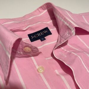 J. Crew Men's Pink and White Striped Shirt